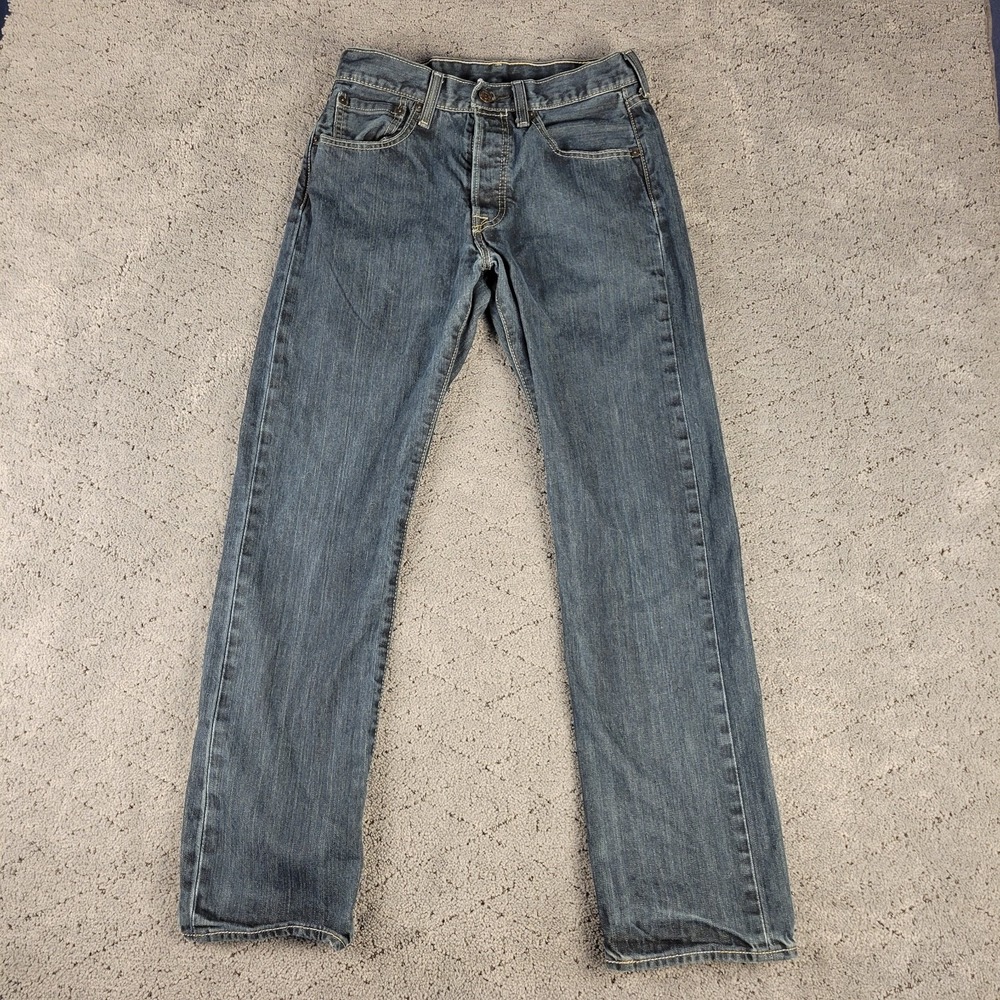 Levis 501 Jeans Mens 29x30 Blue Button Fly Straight‎ Leg Medium Wash Denim